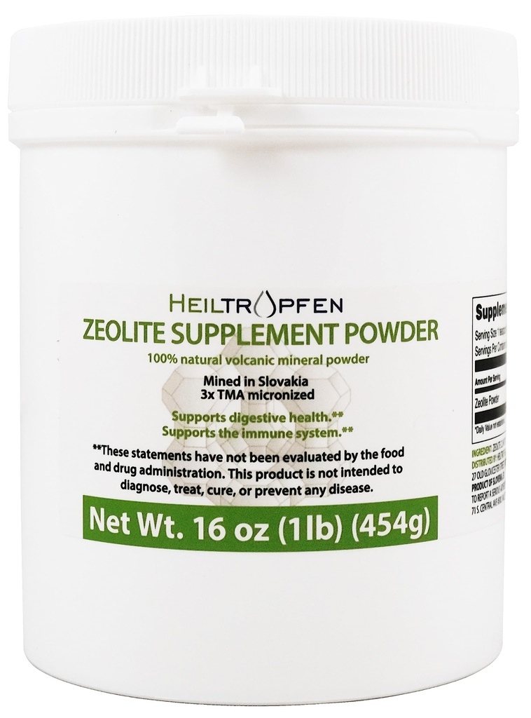 Heiltropfen Zeolite Pulver | Nahrungsergänzungsmittel | 3X Aktiviert | 1 lb - 454 g | Detox | Clinoptilolite 94%+-3 | Natürlicher Mineraldust | Ultra FINE Weniger-Than 2 μm