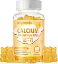 Gommies de zinc de magnésium de calcium avec vitamine D3 et K2 - Absorption améliorée de haute puissance -60 Gommes d'orange Aromatisés