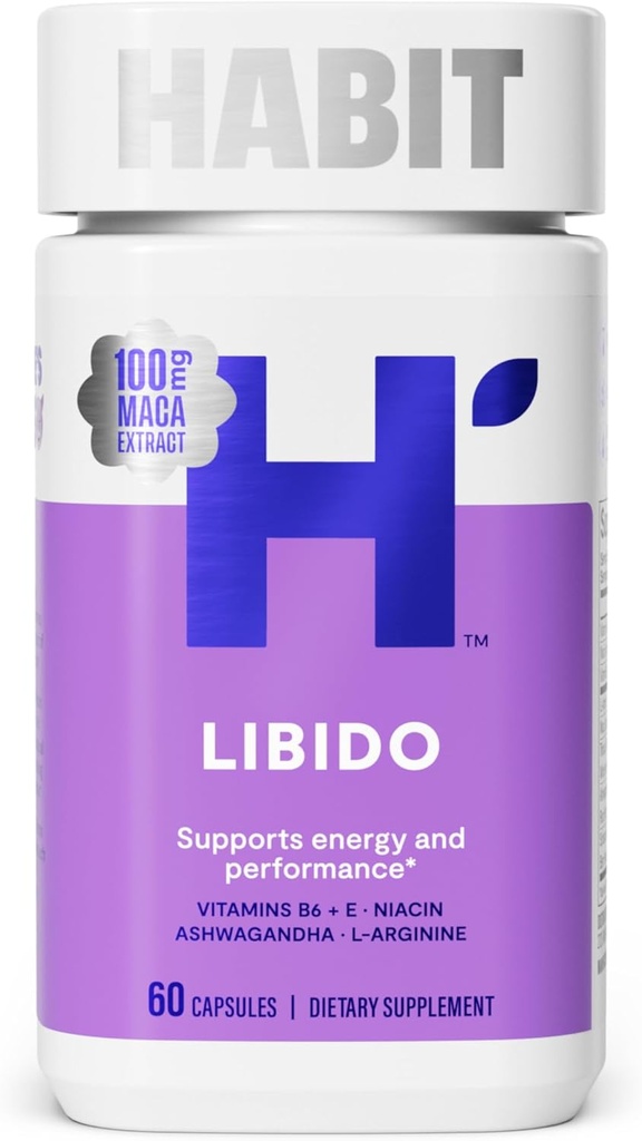 Habit Libido Supplement (60 Capsules) - New Look, Natural Aphrodisiac Blend with Maca, Ashwagandha L-Arginine, Supports Energy and Performance, Vegan, Non-GMO (1 Pack)