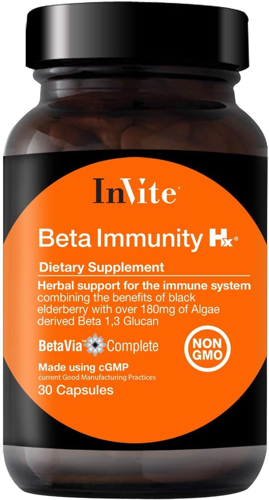 Invite Health Beta Immunity Hx® - Integratore Immune-Boosting - con Beta Glucans e Black Elderberry - 30 Capsule (2-Pack)
