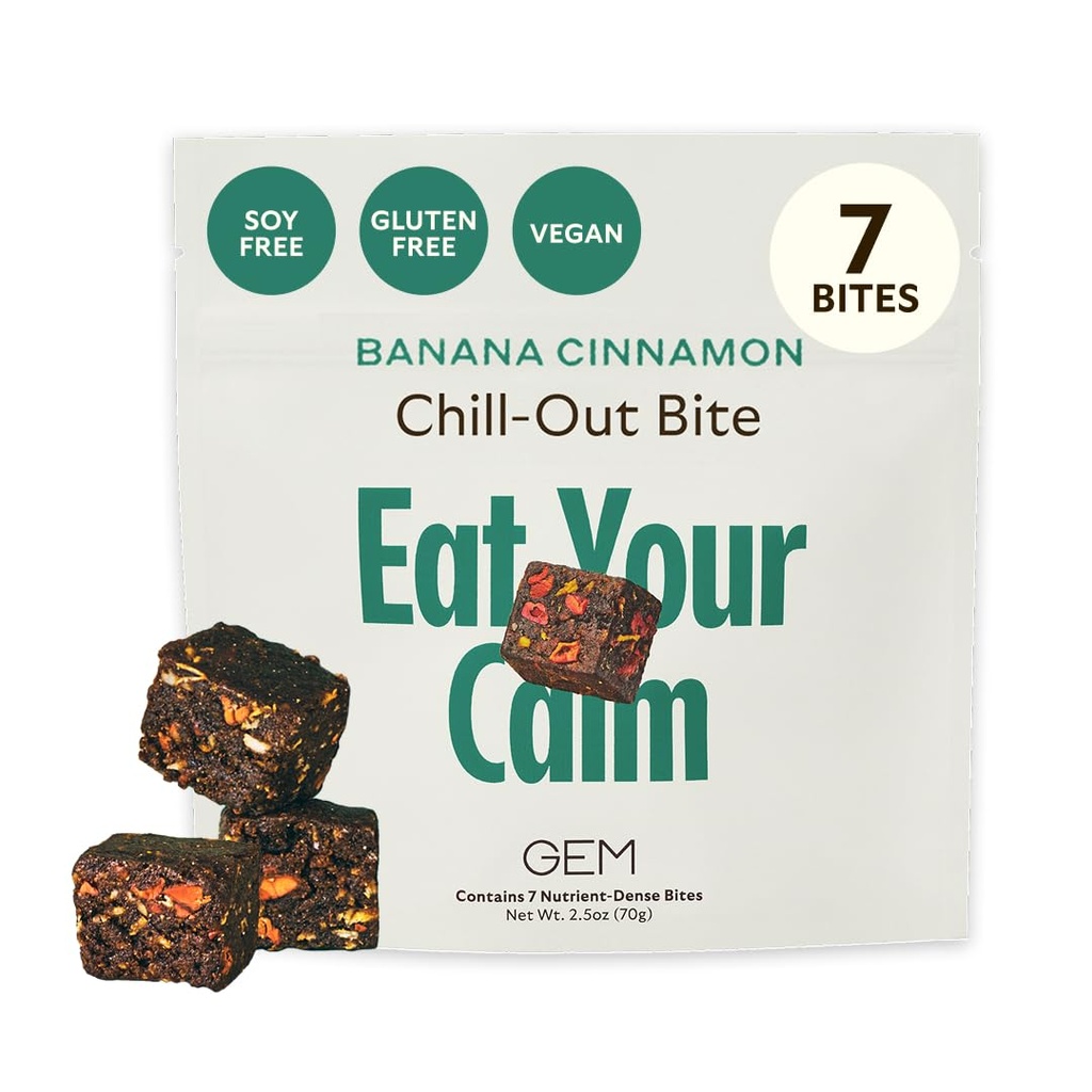 GEM Calm Essentials Vitamin mit Magnesium für Stress Unterstützung und Fokus, Zitronenbalsam, Glutenfrei, Vegan, Banana Cinnamon, 1 Packung von 7