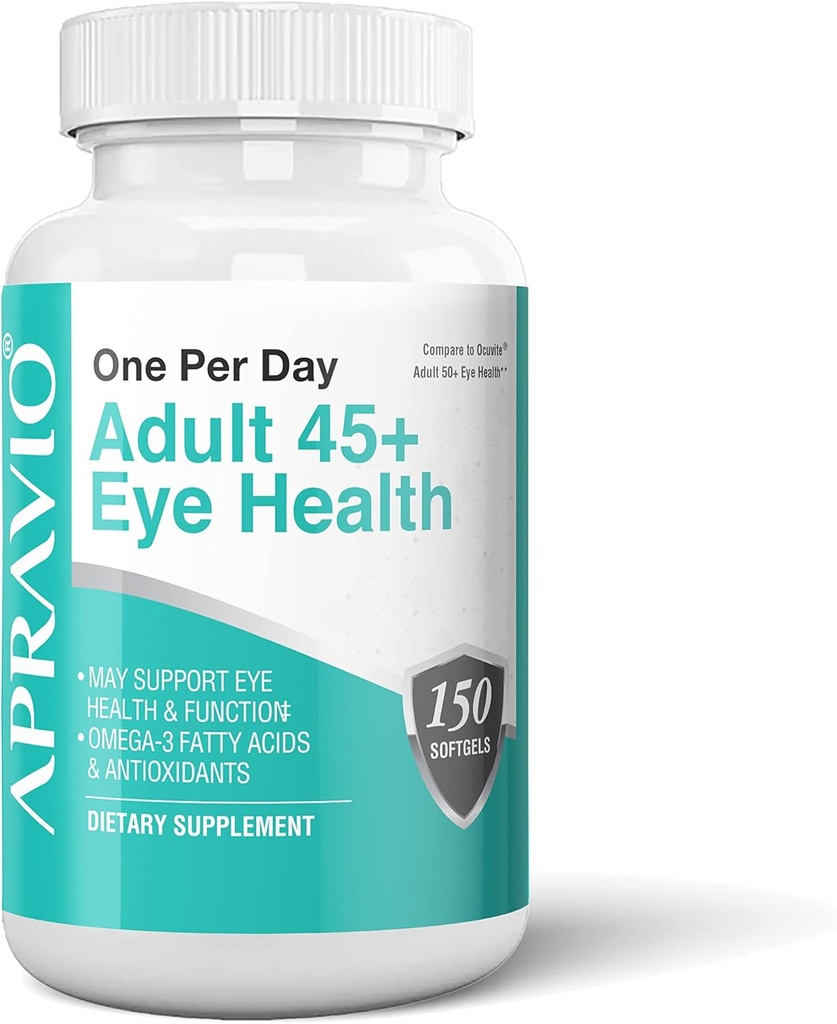 Adulte 45+ Santé oculaire Vitamines oculaires avec/vitamine C, vitamine E, zinc, cuivre et oméga-3 Acides gras pour la vision Santé et protection des yeux, 150 Softgels