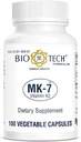 Bio-Tech Pharmacal MK-7 (Vitamine K2), 100 capsules végétales – Supplément tout naturel – Soutient la santé cardiovasculaire et osseuse – Pas de laiterie, poisson, gluten, arachide, mollusques, OGM, casher, halal et soja –