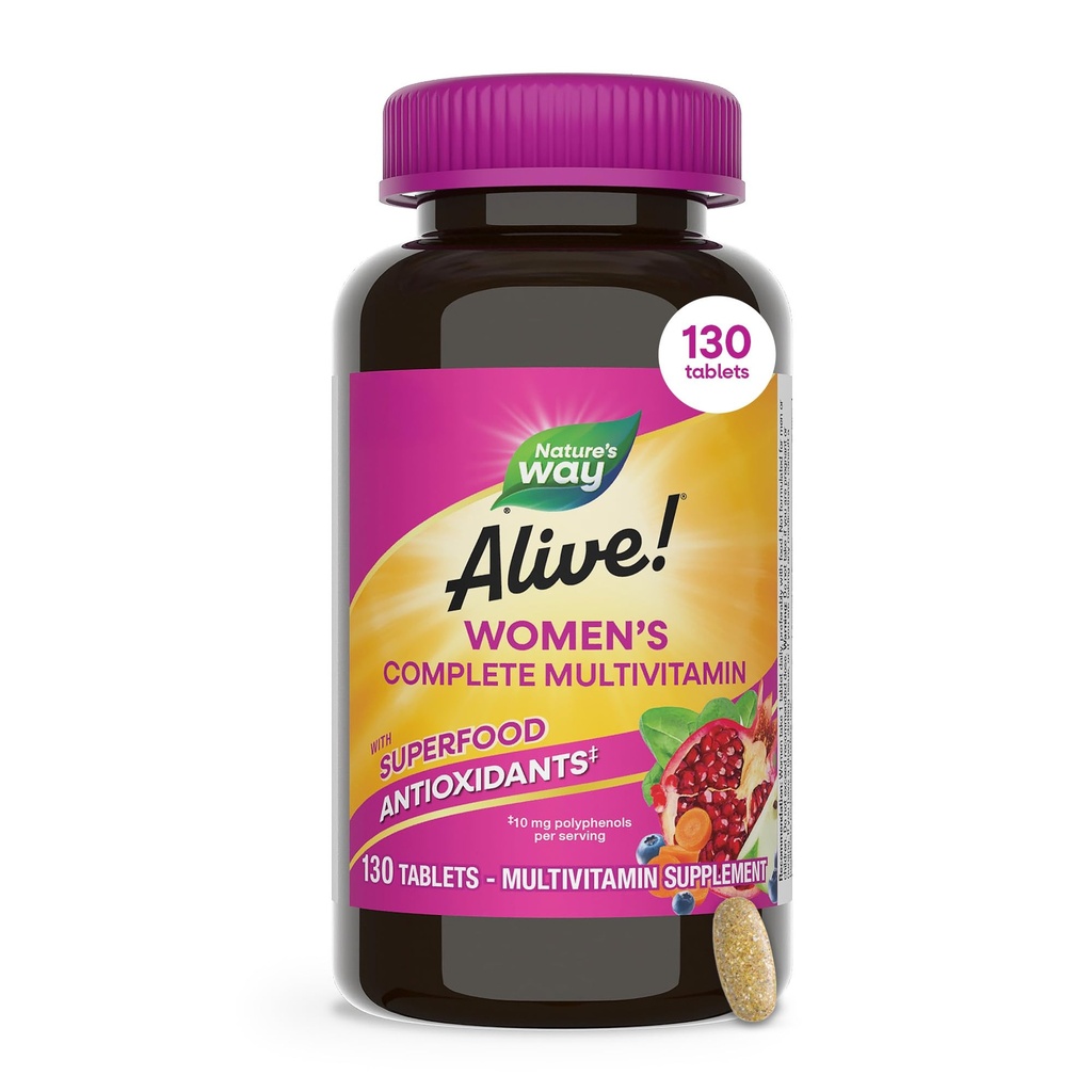 La Via della Natura Viva! Multivitaminico giornaliero completo per le donne, Supporta Metabolismo Energetico, Capelli, Pelle & Nails*, B-Vitamins, Antiossidanti Superfood, 130 Tavolette (Packaging May Vary)