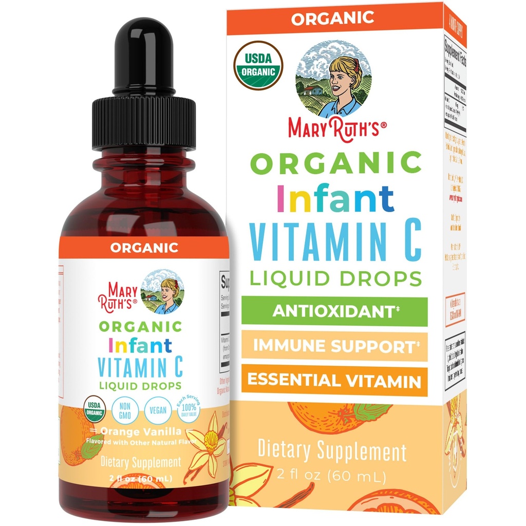 MaryRuth Organics Infant & Baby Vitamin C Supplement | USDA Organische Vitamin C Flüssigkeitstropfen für Infants | Alter 6-12 Monate | Immununterstützung | Gesamtgesundheit | Vegan | Non-GMO | Gluten Free | 2 Fl Oz
