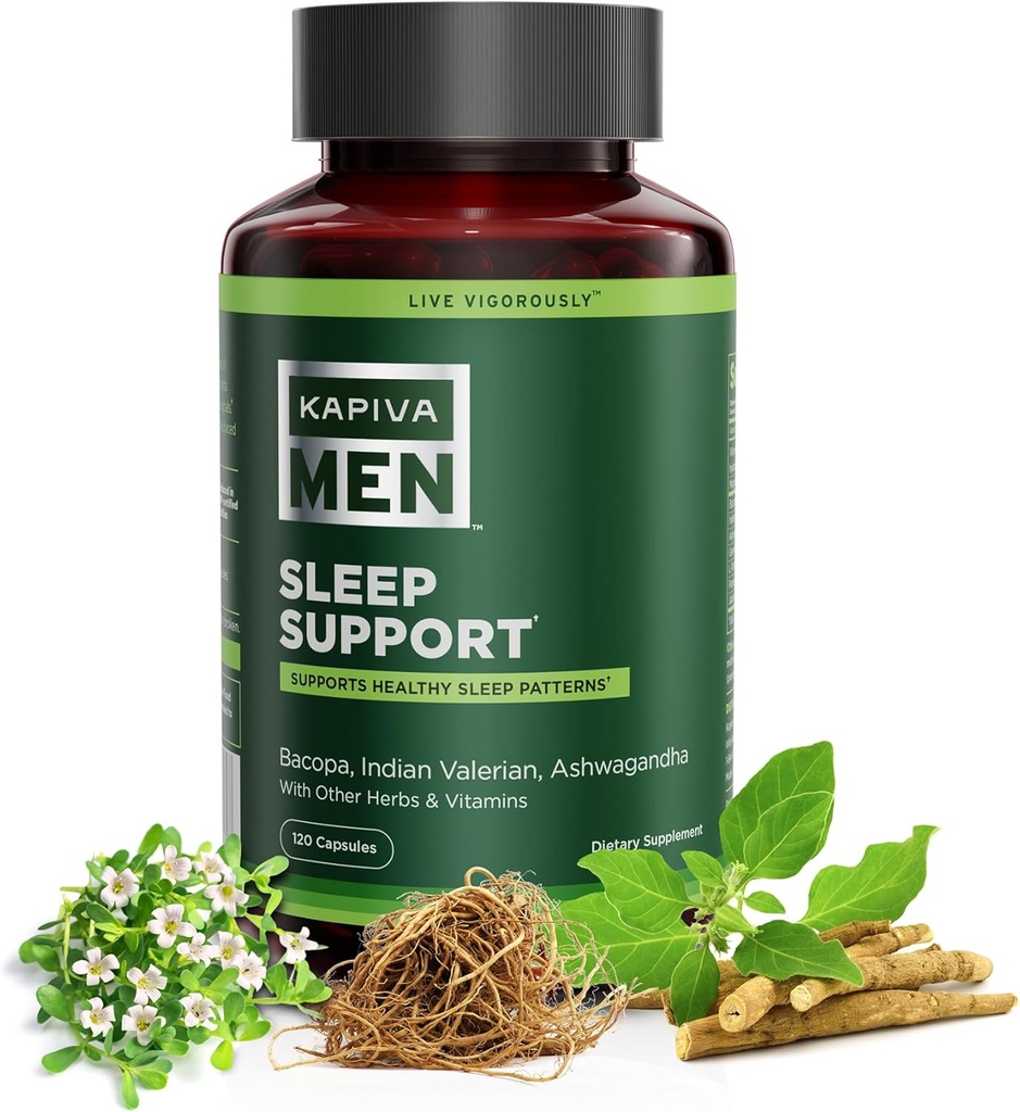 Supplemento di supporto del sonno con Bacopa, Valerian, Ashwagandha, e altre erbe e vitamine, Supporta modelli di sonno sano, alimentazione di 60 giorni, 120 capsule