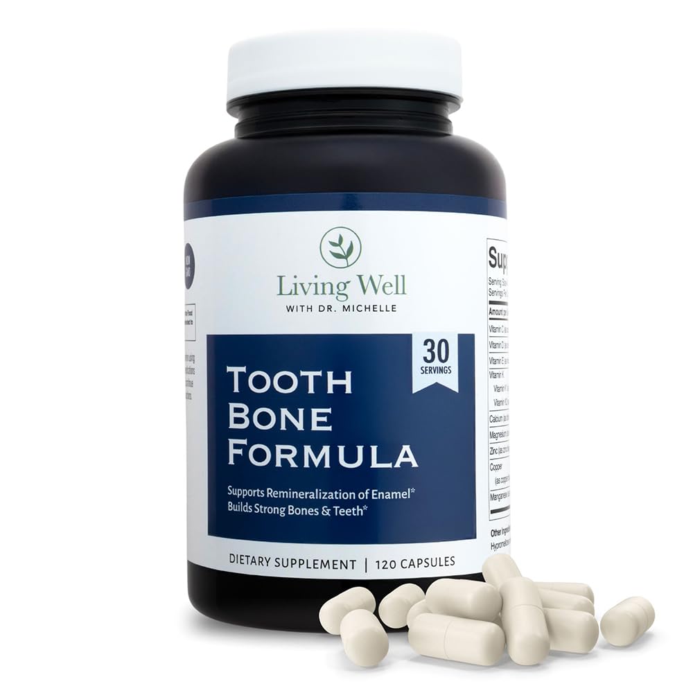 Vivere bene con Dr. Michelle Tooth & Bone Formula - Integrare con Calcium per Bone Strength & Tooth Enamel Support, D3 + K2, 120 Capsule, Non OGM, Senza glutine