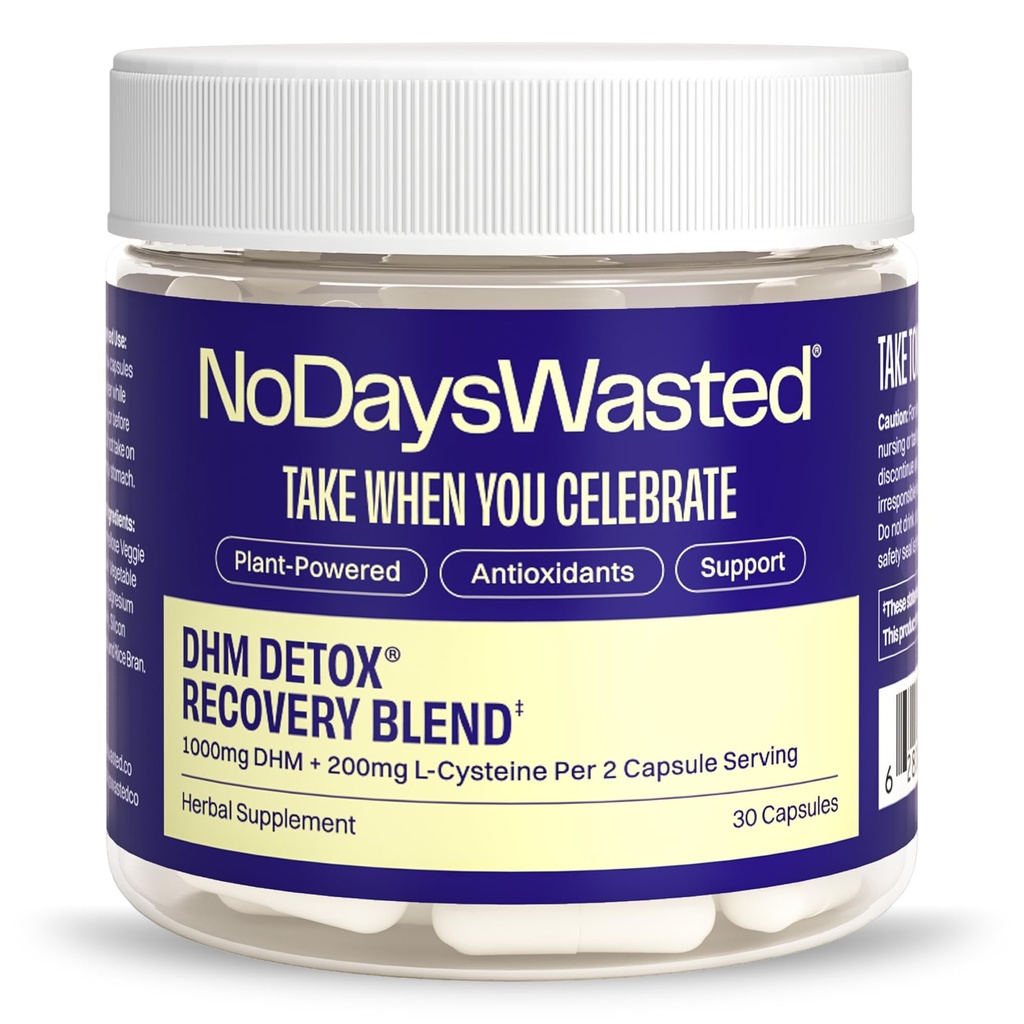 Nessun giorno sprecato DHM Detox, 30 capsule (15 Serve) - Jar - Prendere durante la sera per meglio il prossimo giorno e il recupero