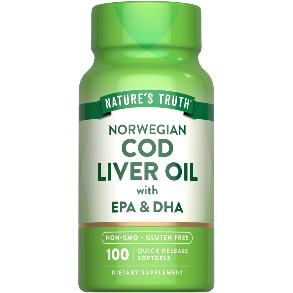 Nature's Truth Norwegian Cod Liver Oil | 100 Softgels | mit EPA & DHA | Non-GMO & Gluten Kostenlose Ergänzung