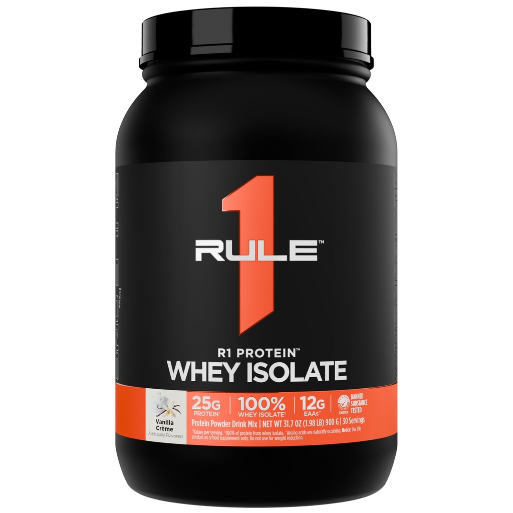 Regola 1 R1 Proteine Isolato di siero - con 25g Proteine & 6g BCAA Esclusivamente da fonti isolate e idrolizzate per il recupero di allenamento (2 Pounds*, Vanilla Créme)