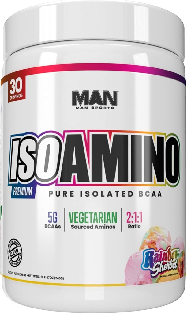 MAN Sport Iso-Amino Bcaa Pulver, Regenbogen Sherbet, 255 Gramm