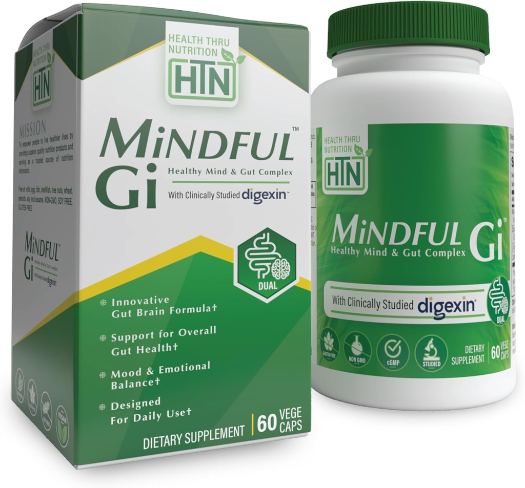 Santé Thru Nutrition Mindful GI - Healthy Mind & Gut Complex avec Digexin, Magnésium, L-Glutamine et Probiotic pour le soutien de l'axe Gut-Brain