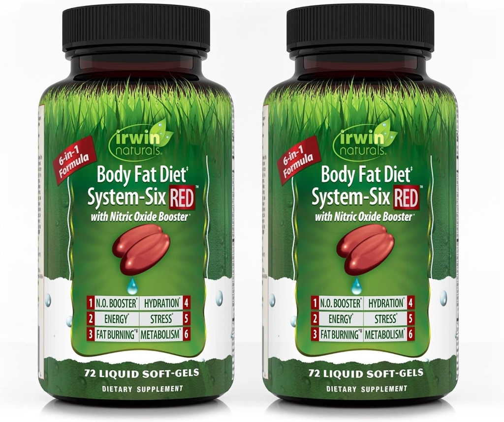 Irwin Naturals Fat Diet Système-Six RED – 72 liquides Soft-Gels - 2 Pack