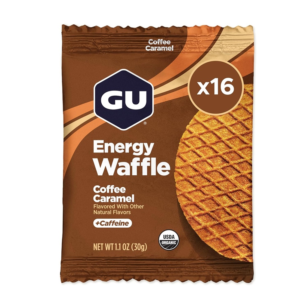 GU Energy Stroopwafel Caramel Coffee Sports Nutrition Waffel, Koffein eingeschlossen, und Kosher Dairy, On-The-Go Energie für jedes Training, 16 Zähler