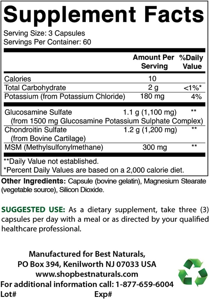 Migliori naturali Glucosamina Condroitina e MSM & Vitamina K2 (MK7) con D3