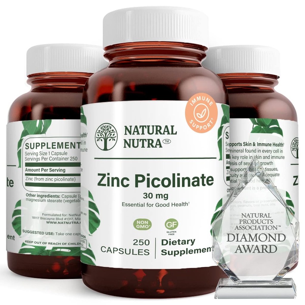 Natürliche Nutra Zink Picolinate 30 mg, doppelte Stärke, Raw und reine, hochverfügbare Ergänzung für Wachstum und Immununterstützung, hilft, Stoffwechsel-System zu unterstützen, verringern Common Cold 250 Kapsel