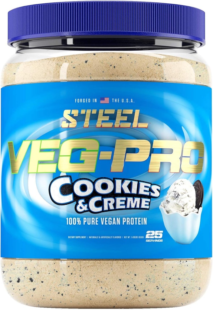 Suppléments en acier Poudre de protéines véganes, biscuits et crème de légumes 25 portions (1,65lb)