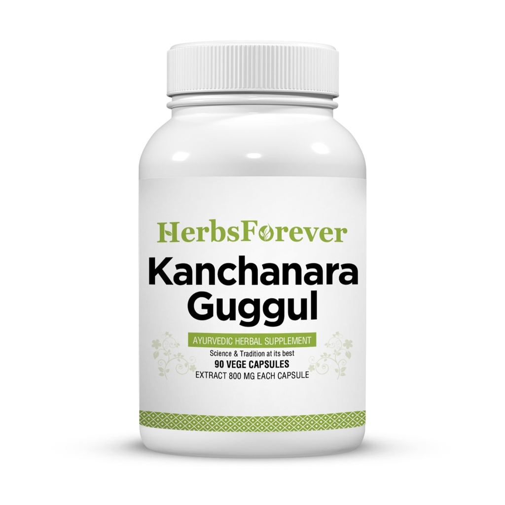 Herbsforever Kanchnara Guggul | Ayurvedische Kräuterergänzung, 90 Veg Kapseln, 800mg Jede | Traditionelle Wellness-Unterstützung | Natürliche Inhaltsstoffe | Non-GMO & Vegan