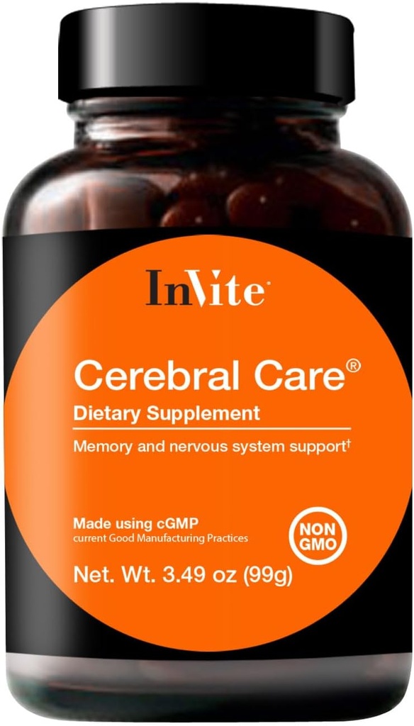 InVite Health Cerebral CareTM - Unterstützt Gehirngesundheit einschließlich Gedächtnis, Fokus, Aufmerksamkeit und Stimmung - Enthält Inositol, Acetyl-L-Carnitin, Cholin, Phosphatidylserin,Astaxanthin - 30 Servierungen (2-Pack)