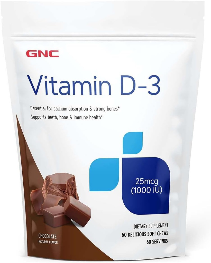 GNC Vitamin D-3 Soft Chews 1000IU - Schokolade | Bietet 125% des Tageswertes von Vitamin D | 60 Soft Chews