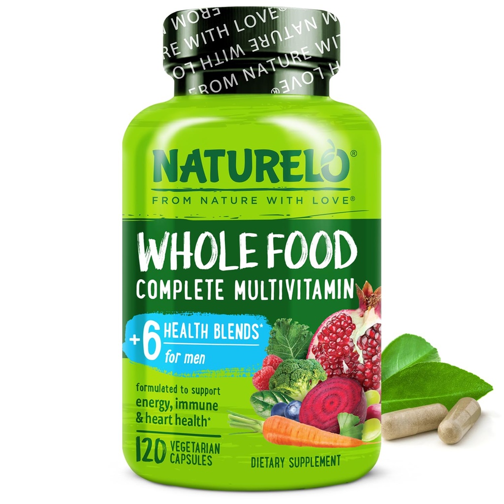 NATURELO Mens Multivitamins - Multivitaminico alimentare completo per gli uomini con vitamine, minerali - 120 capsule vegetariane per energia, cervello, cuore, salute degli occhi*