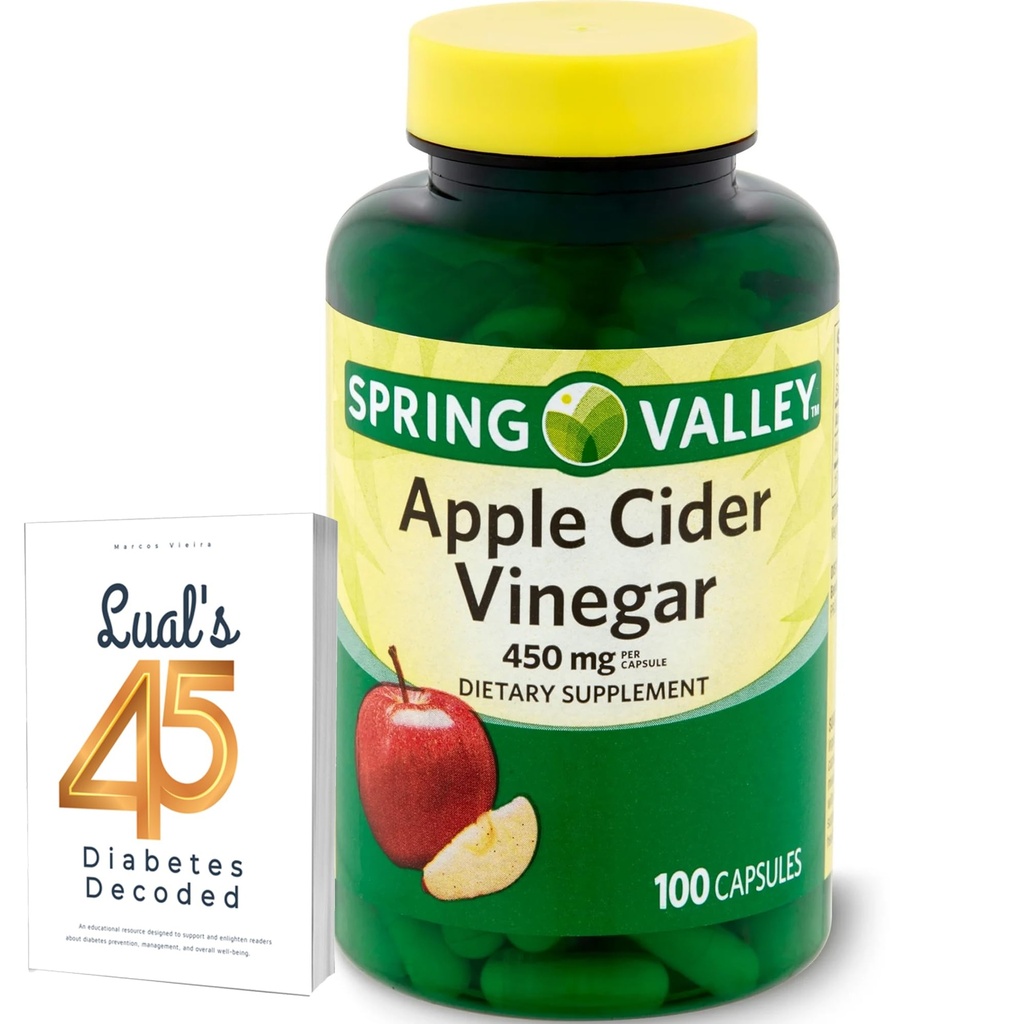 vinaigre de cidre de pomme 450mg. Spring Valley Capsules de vinaigre de cidre de pomme 450 mg 100 Compte, non-OGM, supplément sans gluten avec 45 diabète décodé de Luall