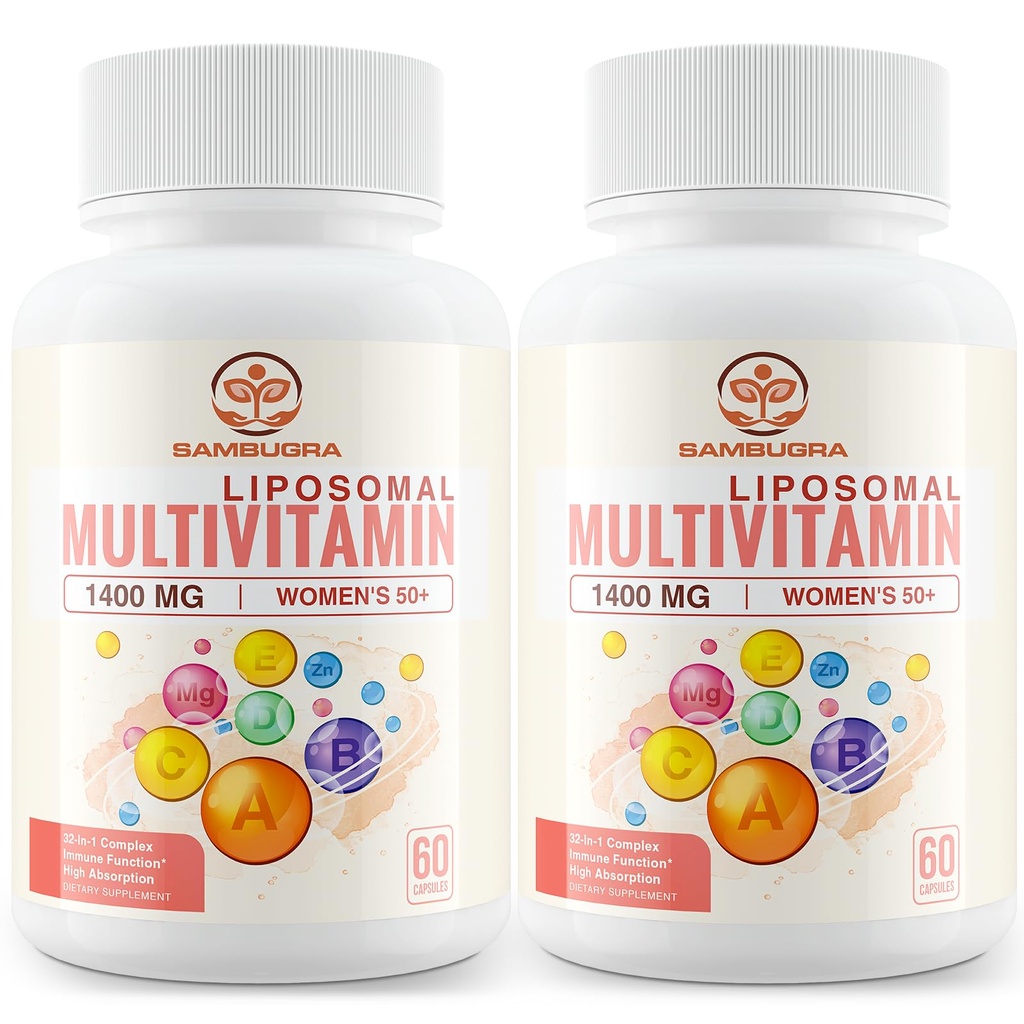 Multivitamine liposomique pour les femmes 50+ - Multivitamine quotidienne pour les femmes avec 32 ingrédients, CoQ10, Vitamines C, B, D, E pour le soutien de la santé cardiovasculaire et osseuse - sans fer (120 capsules)