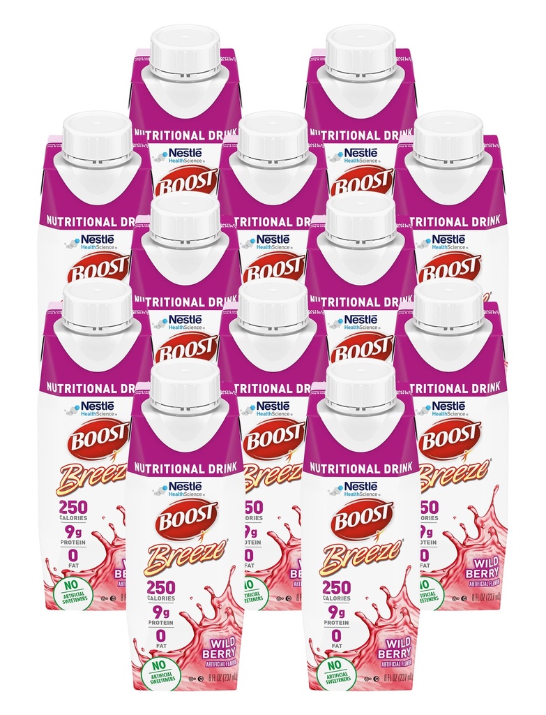 Boost Breeze Nutritional Drink Wildberry, 8 Fl Oz (Pack mit 12)