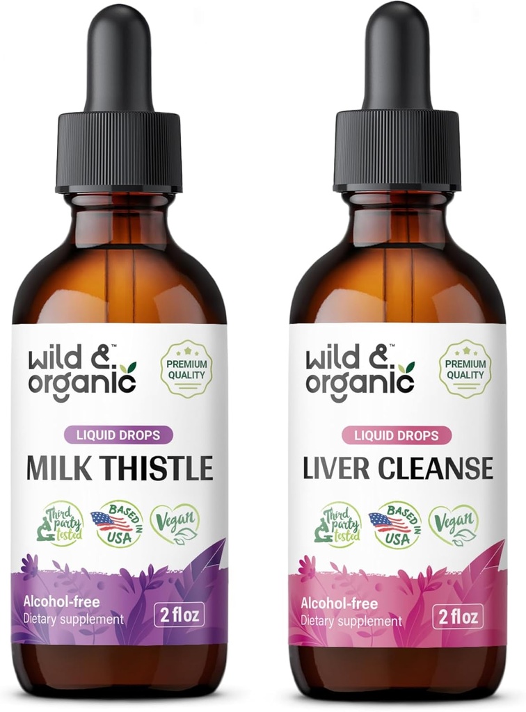 Wild & Organic Milk Thistle Tincture 2 fl oz & Liver Cleanse Tincture 2 fl oz