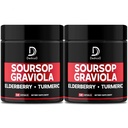 Graviola Soursop Leaves Capsules - 2 boîtes 50 capsules pour 100 jours d'approvisionnement - 11in1 Extrait avec mûre, curcuma, gingembre, chardon de lait, canneberge et plus - Soutien de l'humeur, de l'Immune et de la santé du corps