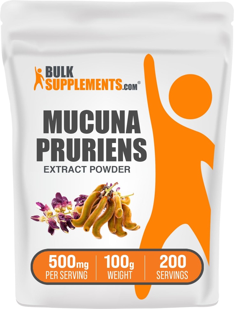 BulkSupplements.com Mucuna Pruriens Estratto di polvere - Mucuna Pruriens Supplementi, Integratore di erbe - Vegan & Gluten Free, 500mg per Serving, 100g (3.5 oz) (Pack of 1)