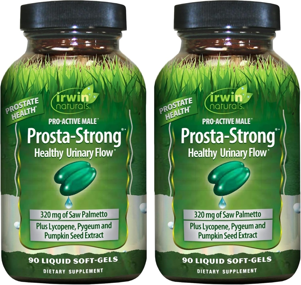 Irwin Naturals Prosta-Strong - Prostate Health Support with Saw Palmetto, Lycopene, Pumpkin Seed & More - 90 Liquid Softgels (Pack of 2)