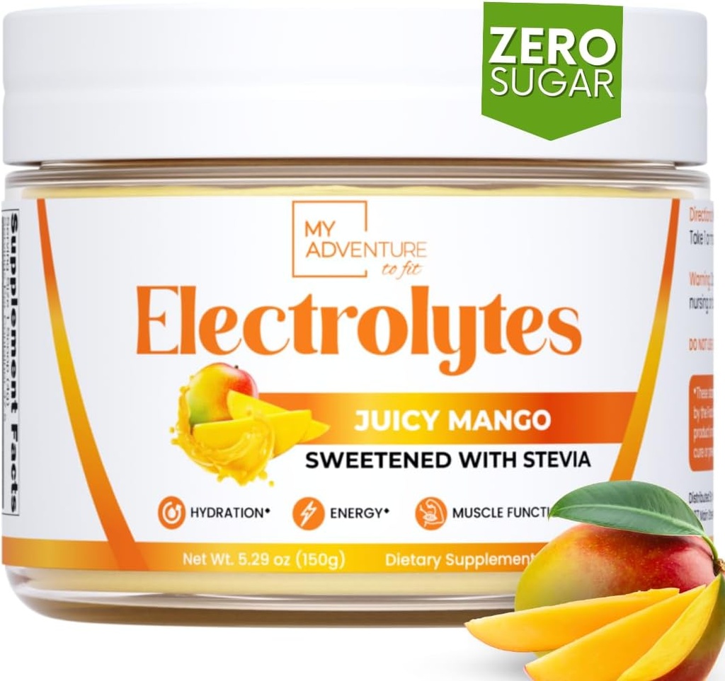 La mia avventura per adattare lo zucchero zero - polvere di elettroliti di mango - Caffeina Free Energy con tutti gli ingredienti naturali - Vegan, Keto & Paleo - Miscela di bevanda di idratazione senza zucchero - 37 Serve