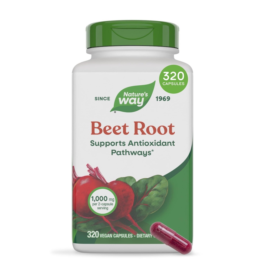 Nature's Way Beet Root Capsules, unterstützt Antioxidante Pathways*, hilft, freie Radikale zu neutralisieren*, 1000 mg pro 2-Capsule Serving, Vegan, 320 Count (Packaging May Vary)