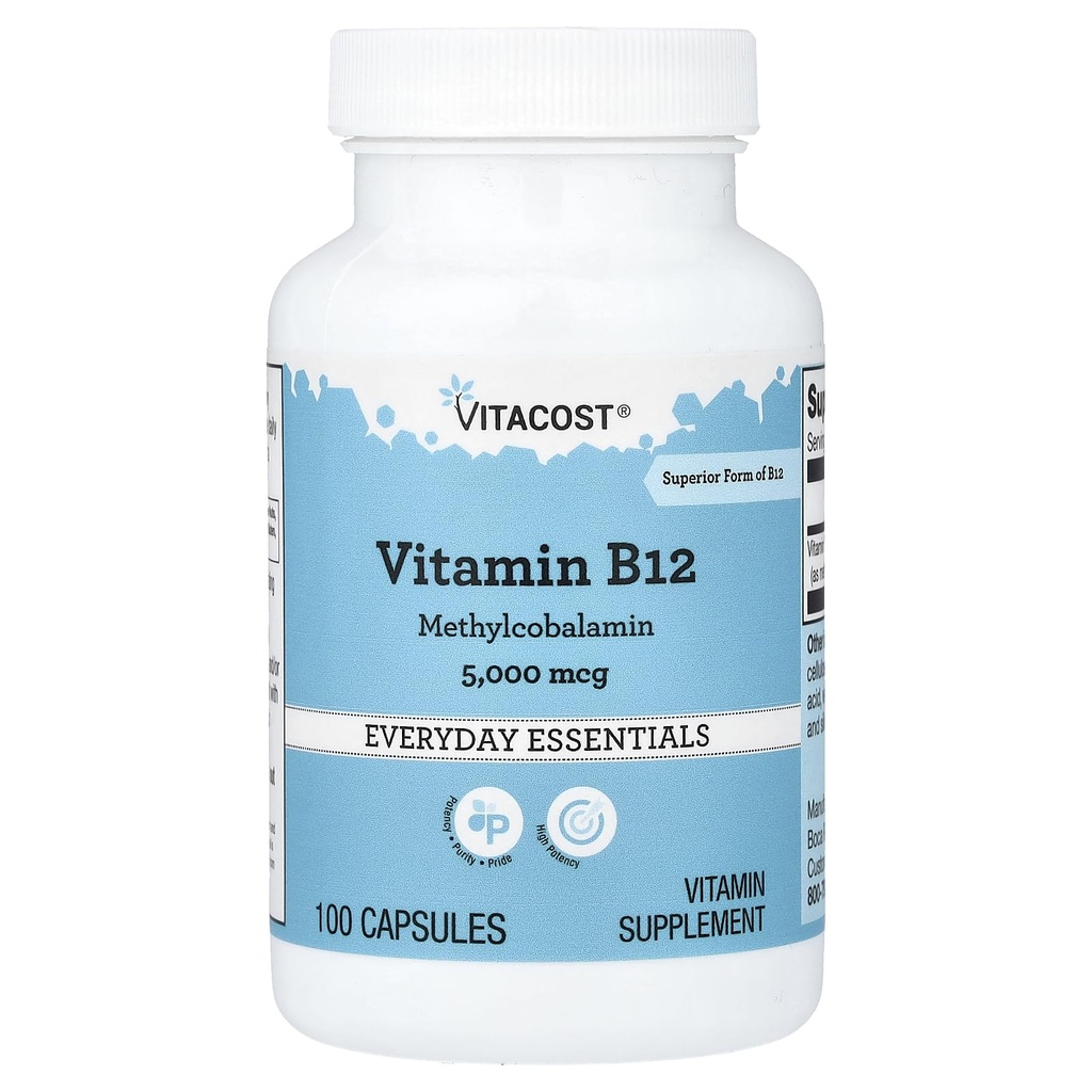Vitacost Vitamin B-12 Methylcobalamin - 5000 mcg - 100 Kapseln