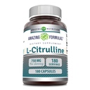 Incredibile Formulas L-Citrulline Supplemento | 750 Mg Per Serving | 180 capsule | Non-GMO | Gluten-Free | Made in USA