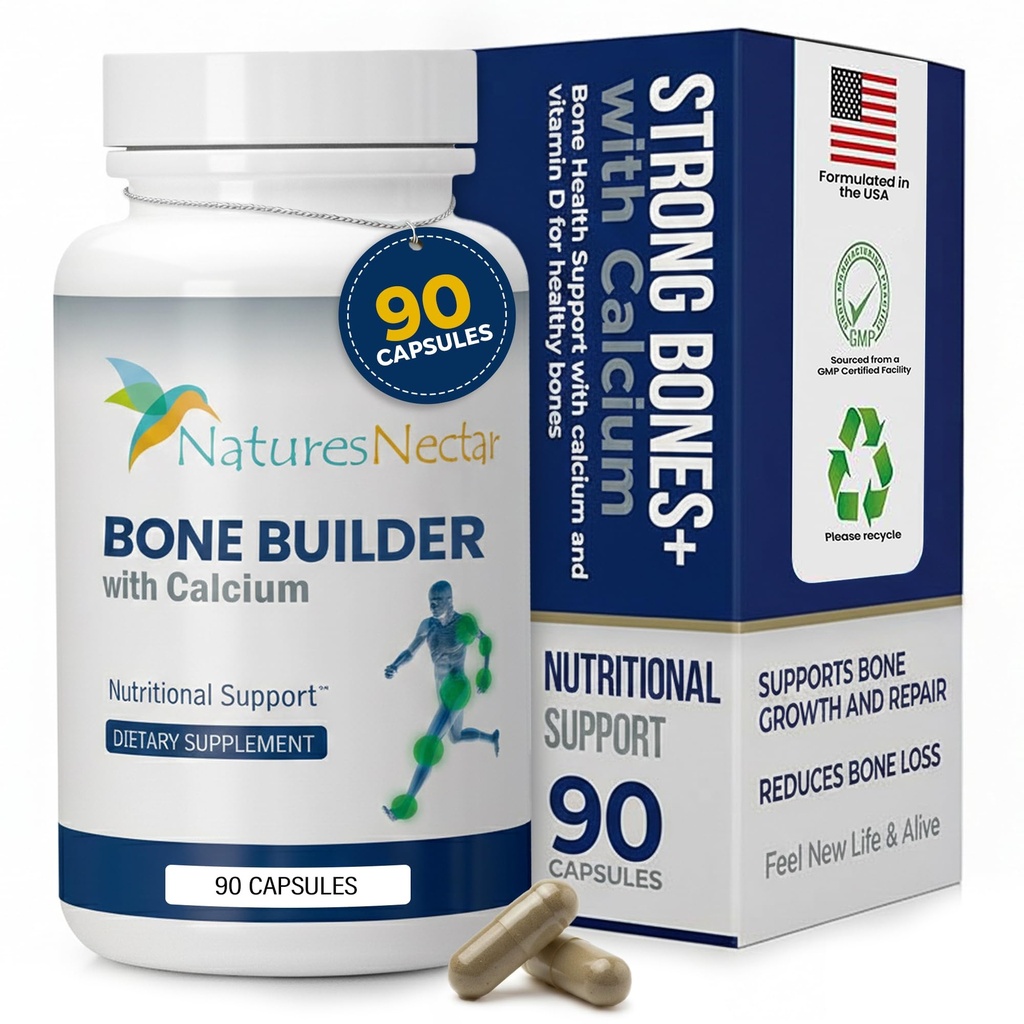 Il Nectar Bone & Integratori Comuni per Uomini & Donne – Supporta la Salute, la Forza e la Crescita di Bone con il Calcio, la Vitamina D, il Magnesio e lo Strontium – Formula Bone Builder per l'assorbimento massimo –90 Caps
