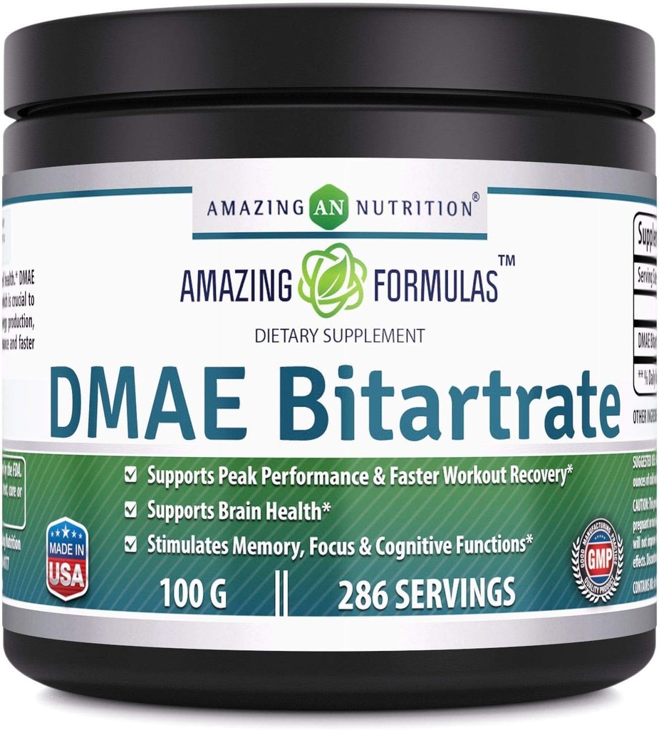 Erstaunliche Formel DMAE Bitartrate Powder Supplement | 100 Gramm | 286 Servierungen | Non-GMO | Gluten-Free | Made in USA