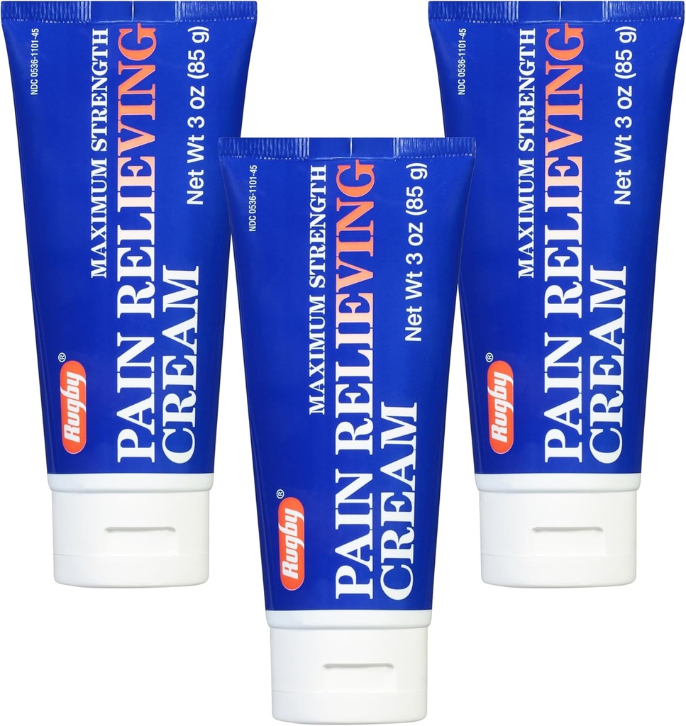 Crema Rilievi di dolore di massima resistenza rugby - Realizzata con Menthol e Salicilato di metile - offre sollievo temporaneo della morbidezza del giunto e del muscolo - 3 Oz. (3 Confezione)