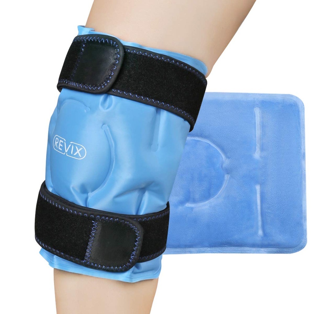 Pacchetto di ghiaccio REVIX per il sollievo del dolore del ginocchio, Avvolto di ghiaccio del gel riutilizzabile per lesioni delle gambe, gonfiore, chirurgia di sostituzione del ginocchio, terapia di compressione fredda per l'artrite, Meniscus Tear e ACL Blue