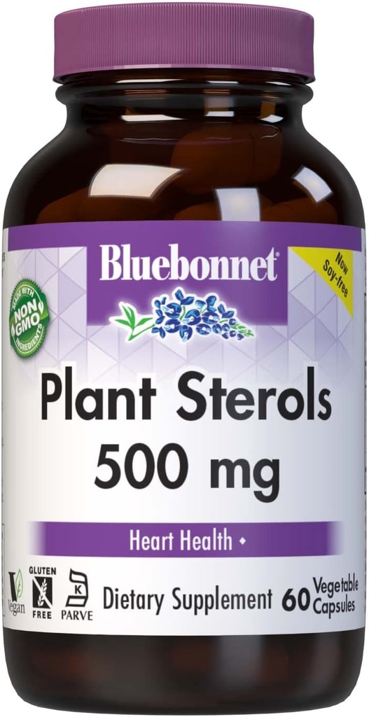 Bluebonnet Nutrition Plant Sterols 500mg, Supports Heart Health*, Gluten-Free, Non-GMO, Kosher, Dairy-Free, Vegan, 60 Vegetable Capsules, 60 Servings