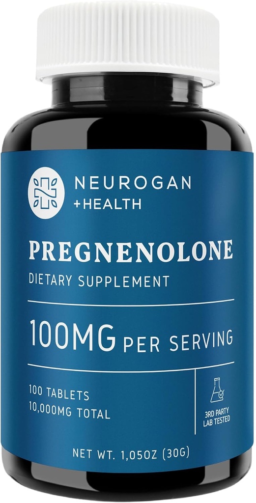 Neurogan Pregnenolone Supplemento 100 mg per Serving - 100 compresse - Natural Prohormone Support Hormone Balance & Healthy Aging - Non-GMO- Made in Italy