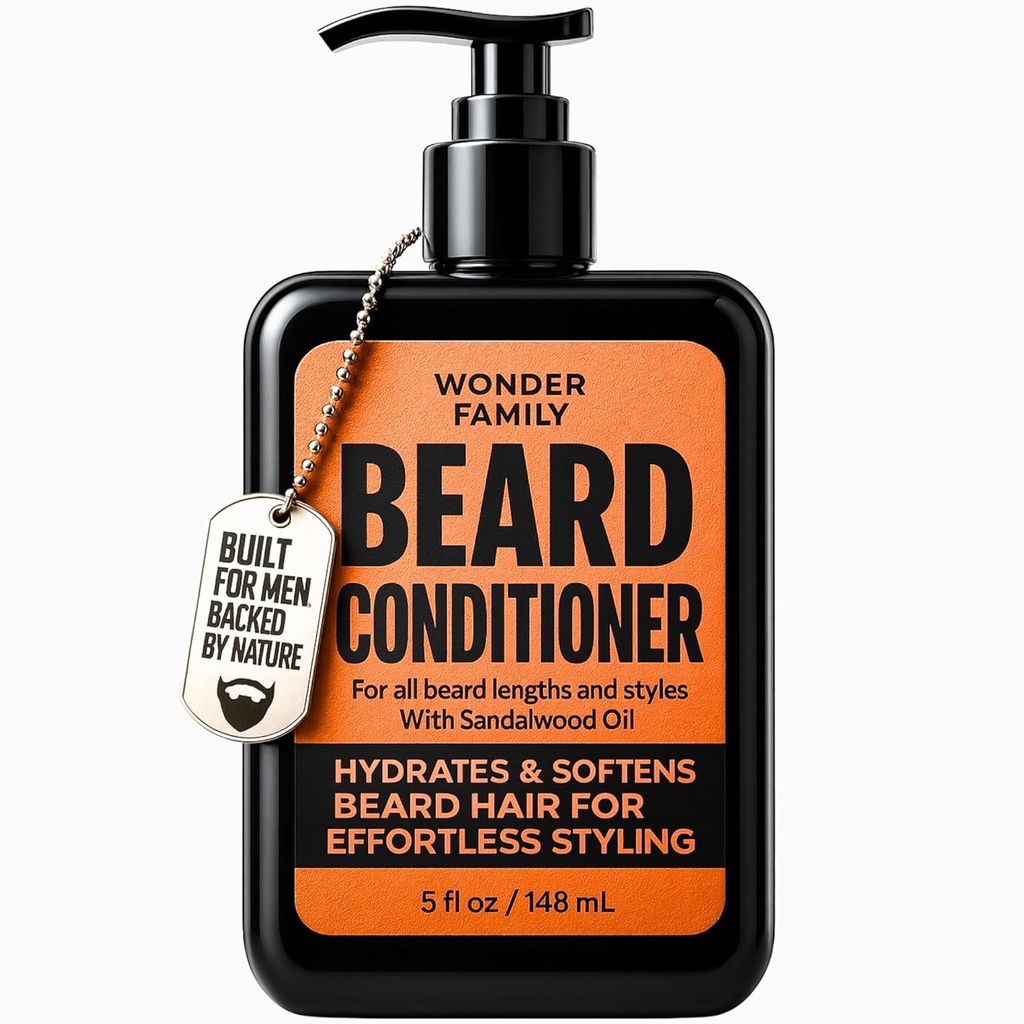 Condizionatore di barba per gli uomini – Lascia in Condizionatore & Ammorbidente con Biotin Aloe Vera & Collagen – Crema idratante per capelli secchi grosso – Condizionatore di barba e pelle – Cura del profumo di Sandalo per gli uomini neri