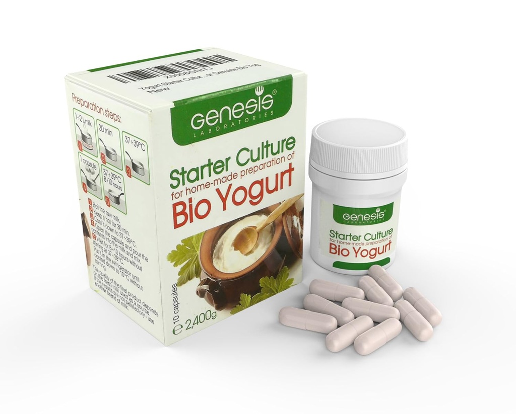 Bulgaro Bio Yogurt Starter Cultura - biologico, fatto in casa - 10 capsule per 20 litri