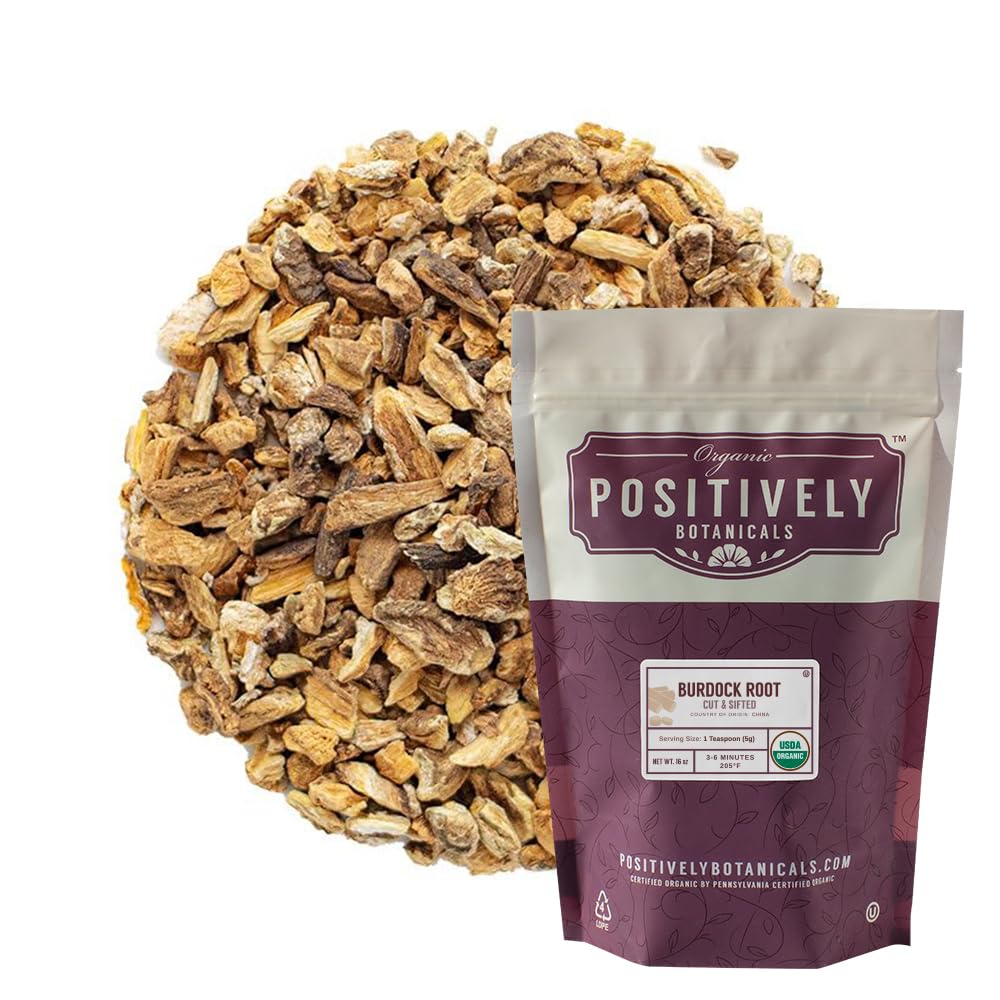 Organic Positively Botanicals Company, Root de Burdock, Feuille de thé à base de plantes, 16 Ounce