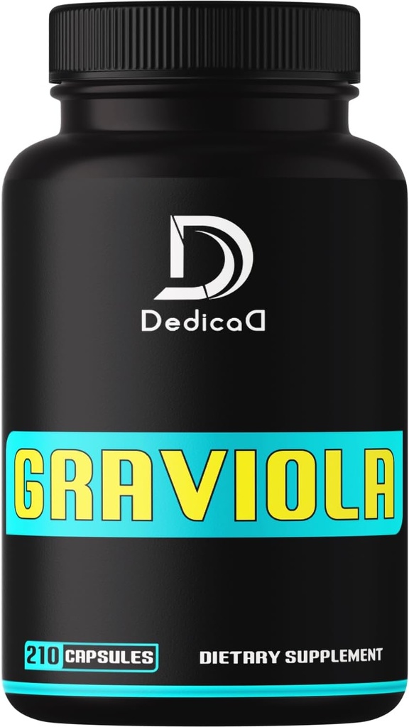 1000mg Organic Soursop Graviola Leaves Capsules - Soursop Fruit Advanced Formula for Body Balance, Comfortable Mood, Strength & Immune System - 210 Counts for 105 Servings