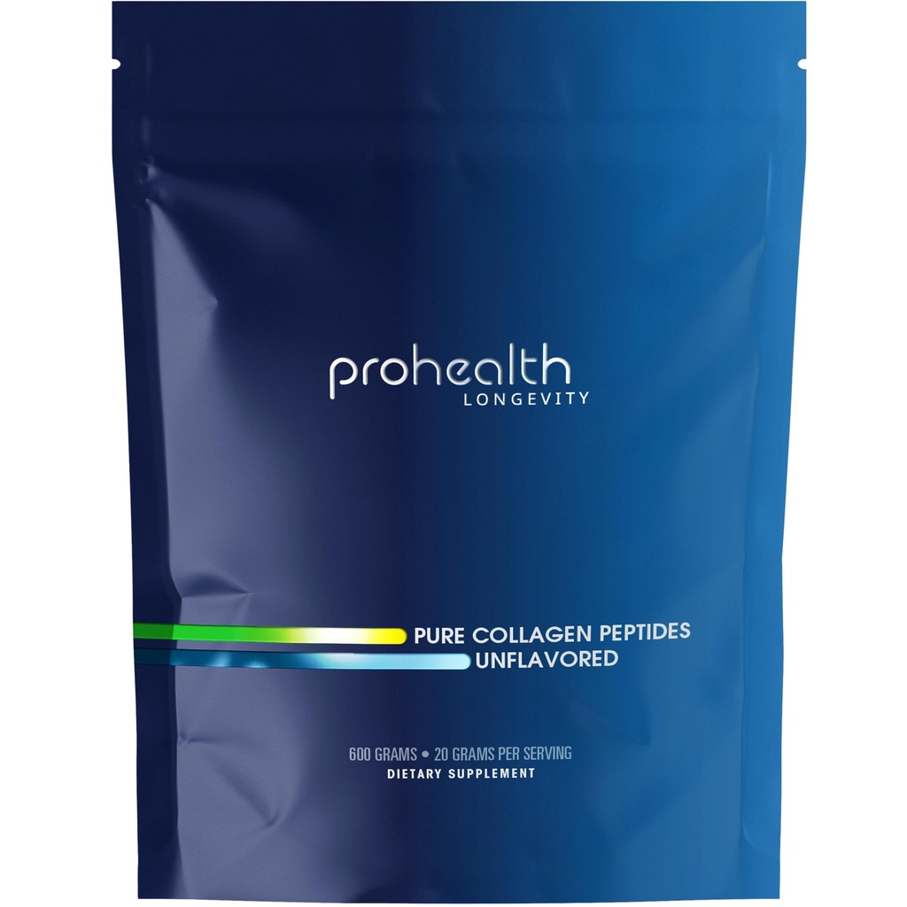 ProHealth Pure Collagen Peptides Powder, 600 Gramm | Unterstützt Haar, Nagel, Haut, Knochen, Gelenke Gesundheit und Langlebigkeit | Grass-Fed, Weide-Raised | Zero Sugar, Unflavored | Third-Party Tested