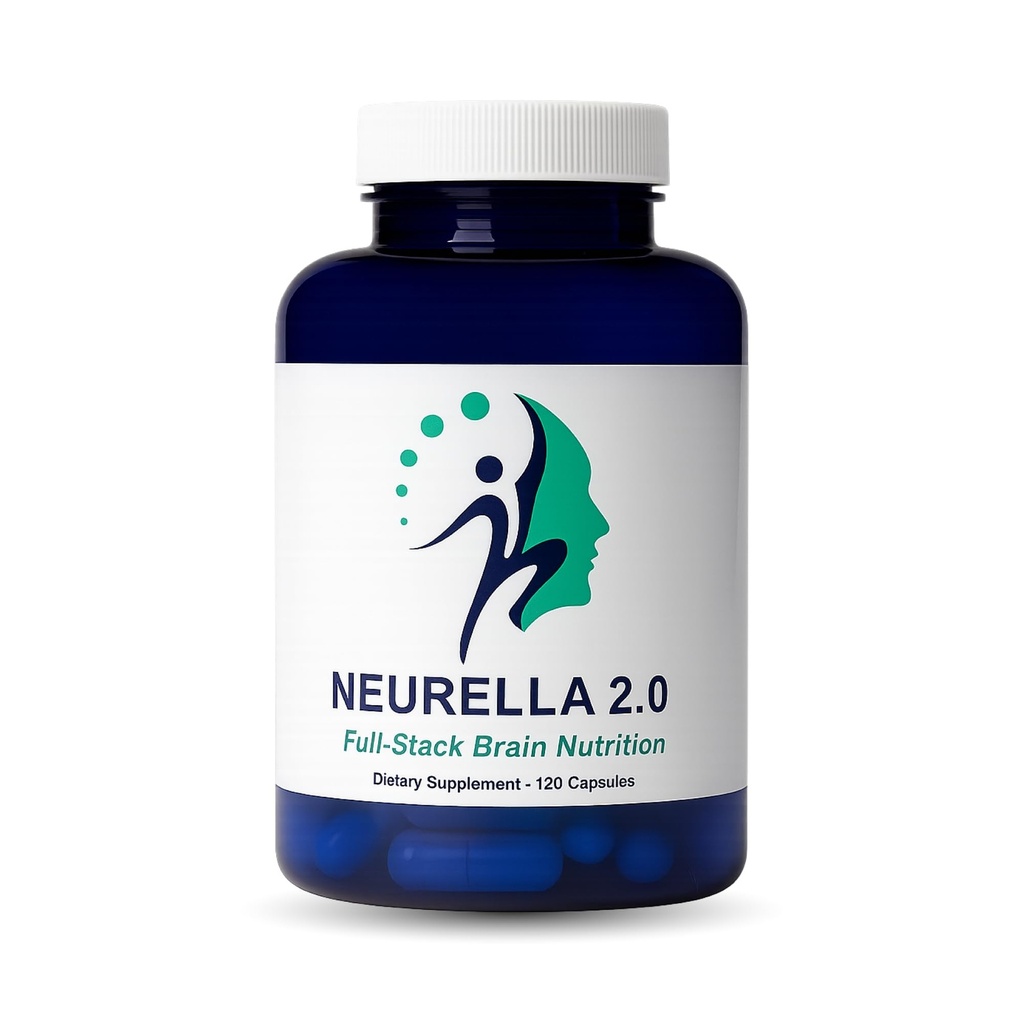 Neurella 2.0 Supplément Cerveau Nootropique – Santé cognitive des adultes et soutien neurologique, Suppléments Cerveau pour mémoire et focus avec supplément NAC, Ashwagandha & B12 Vitamines pour les femmes et les hommes, 120 Capsules