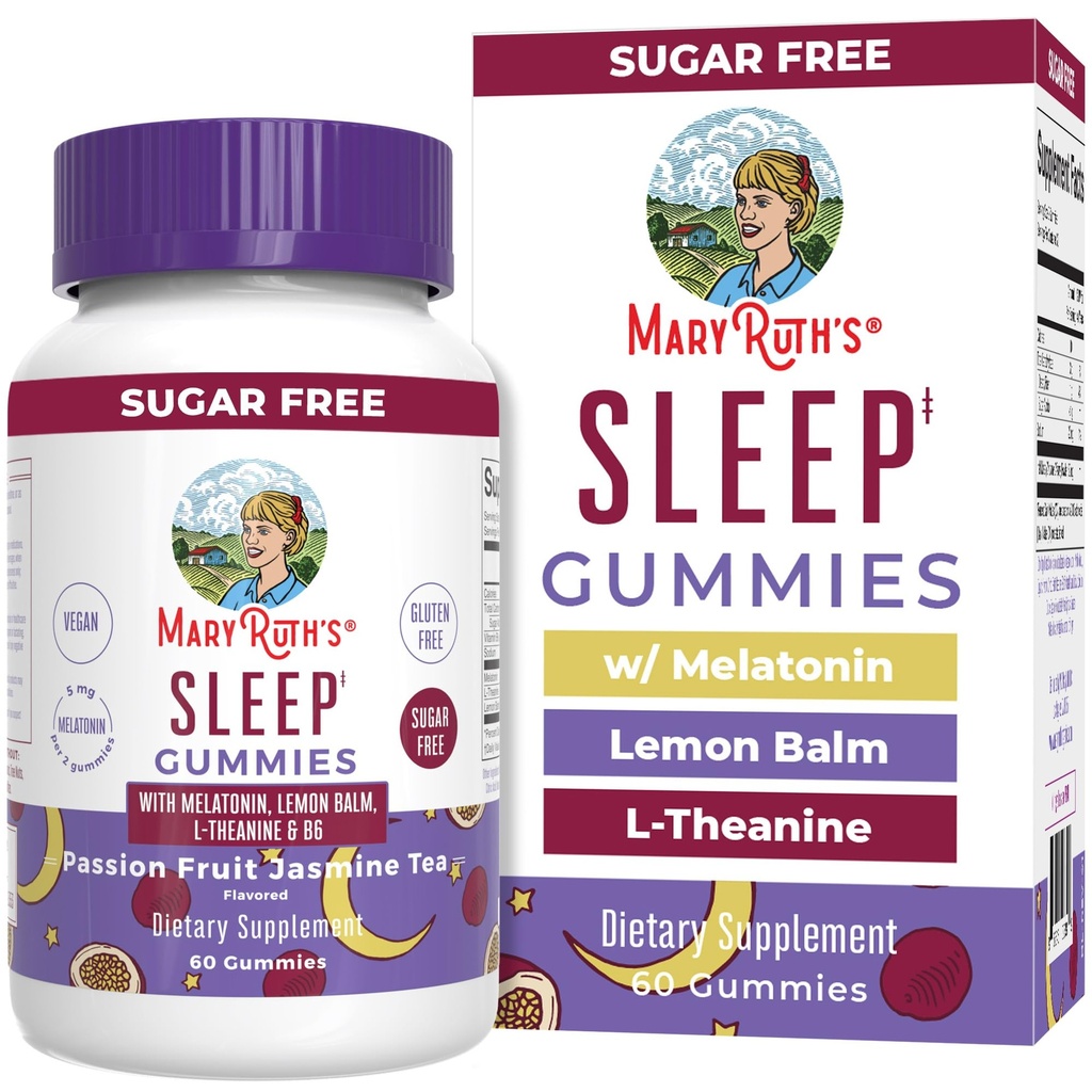 Mélotonine de MARYRUTH 5mg Gummy de sommeil avec L-Theanine