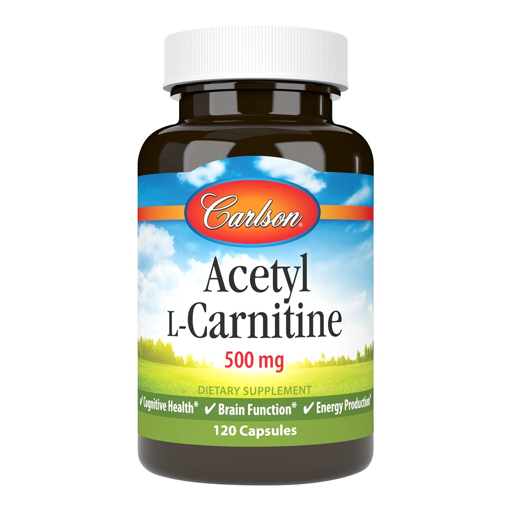 Carlson - Acetyl L-Carnitine, 500 mg, Cognitive Health, Brain Function & Energy Production, 120 Capsules